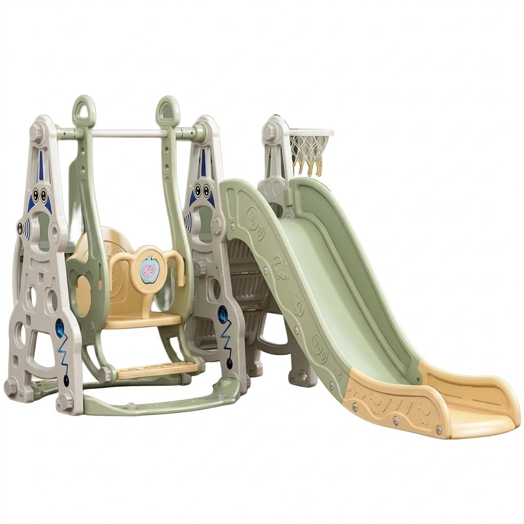 Kids Multi-Activity Playset with Slide & Basketball Hoop - SS005