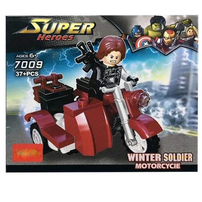 Super Heroes Winter Soldier With Motorcycle Building Blocks