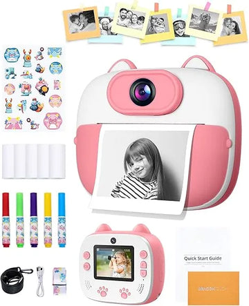 Kids Digital Camera Toy 12MP with Selfie Mode, Instant Print, Photos, Music and Videos Games