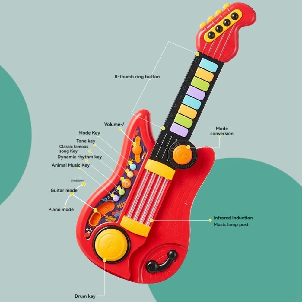 Kids Guitar and Toddler Piano 2 in 1 with Strap Toy Guitar