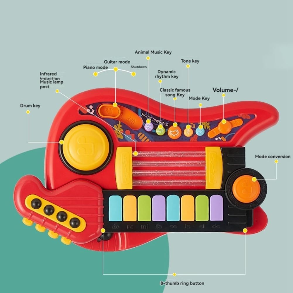 Kids Guitar and Toddler Piano 2 in 1 with Strap Toy Guitar