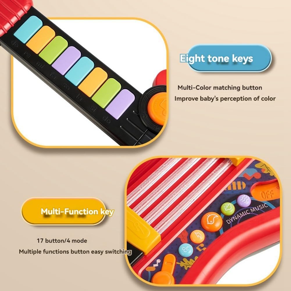 Kids Guitar and Toddler Piano 2 in 1 with Strap Toy Guitar