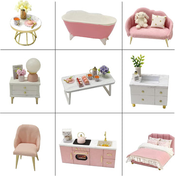 DIY Wooden Dollhouse Kit with Music Movement and LED Lights