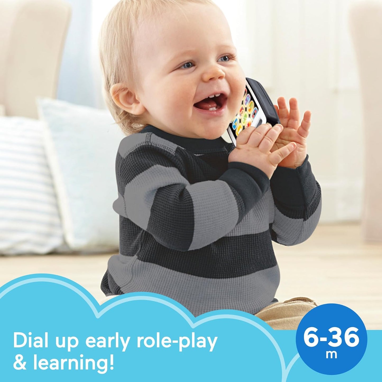 Fisher-Price Smart Phone Toy for Toddler with Music Lights