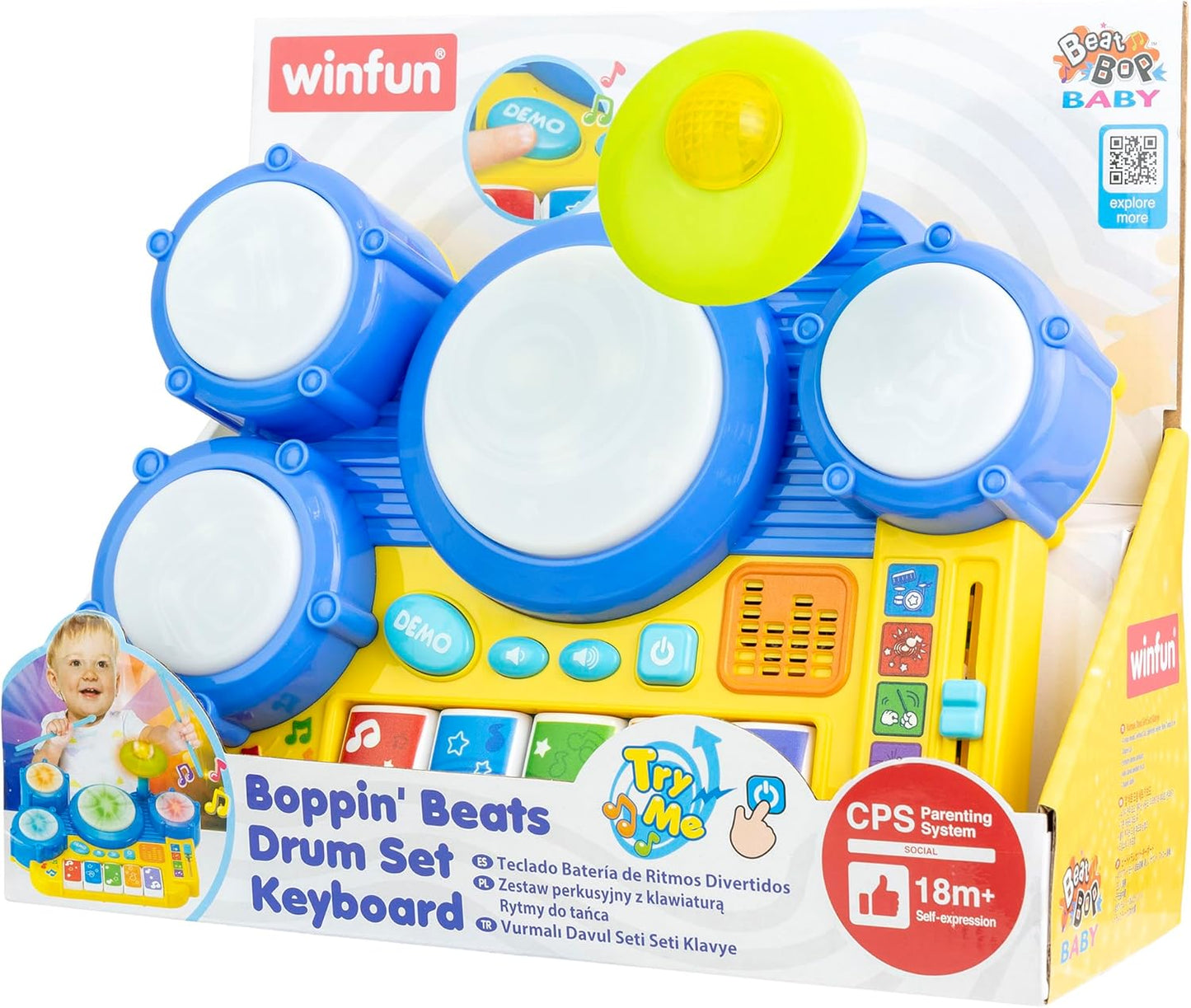 Winfun: Boppin' Beats Drum Set Keyboard with Lights & Sounds