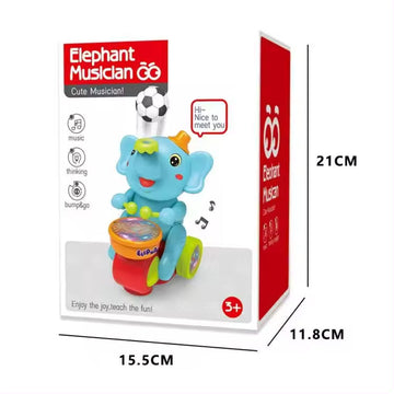 Elephant Musician Toy with Music Flashing Light Drum Playing & Blowing Ball