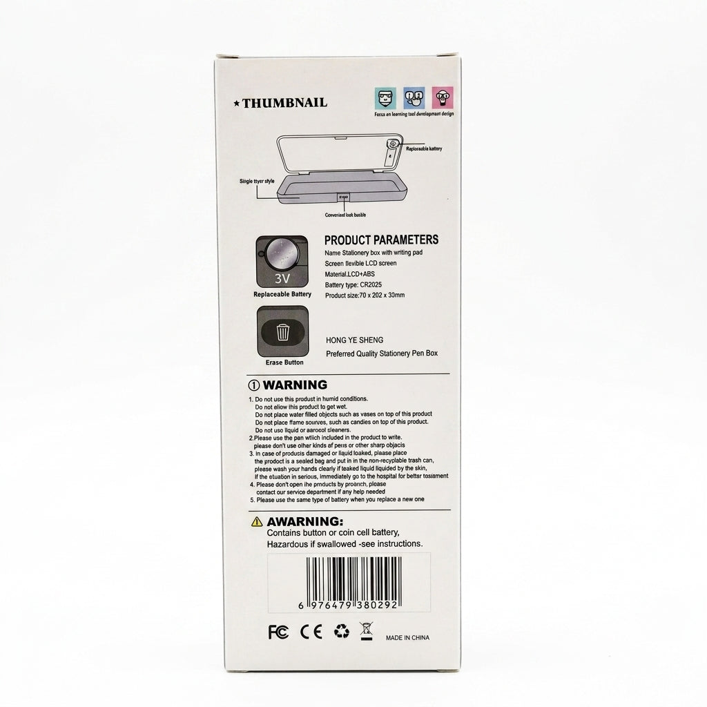 Product specification and barcode label for LCD drawing pen tablet
