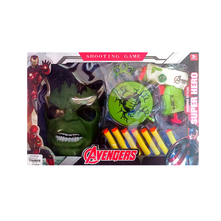 Hulk includes Mask - Soft Gun with Bullets and Protection Shield