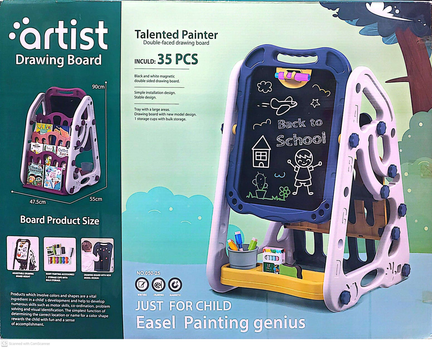 Ultimate 2-in-1 Art Easel for Kids | 35-Piece Drawing Set with Chalkboard, Whiteboard & Storage
