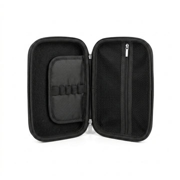Spider-Man pencil case open showing black interior with pen loops