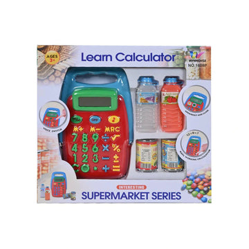 Supermarket Learning Calculator Toy Set - Interactive Grocery Play With Real Calculator