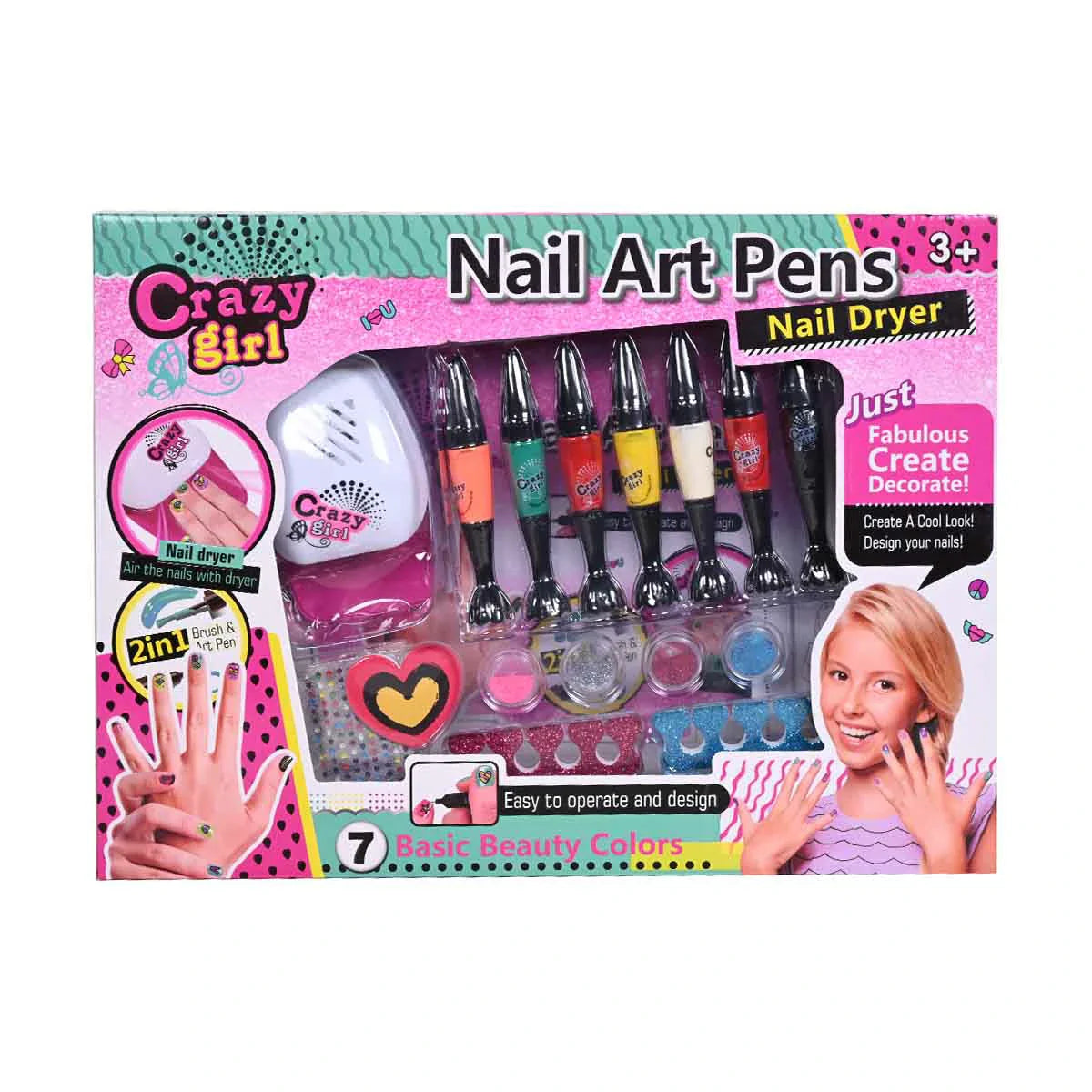 Crazy Girl 2-In-1 Nail Art Brush & Pens
