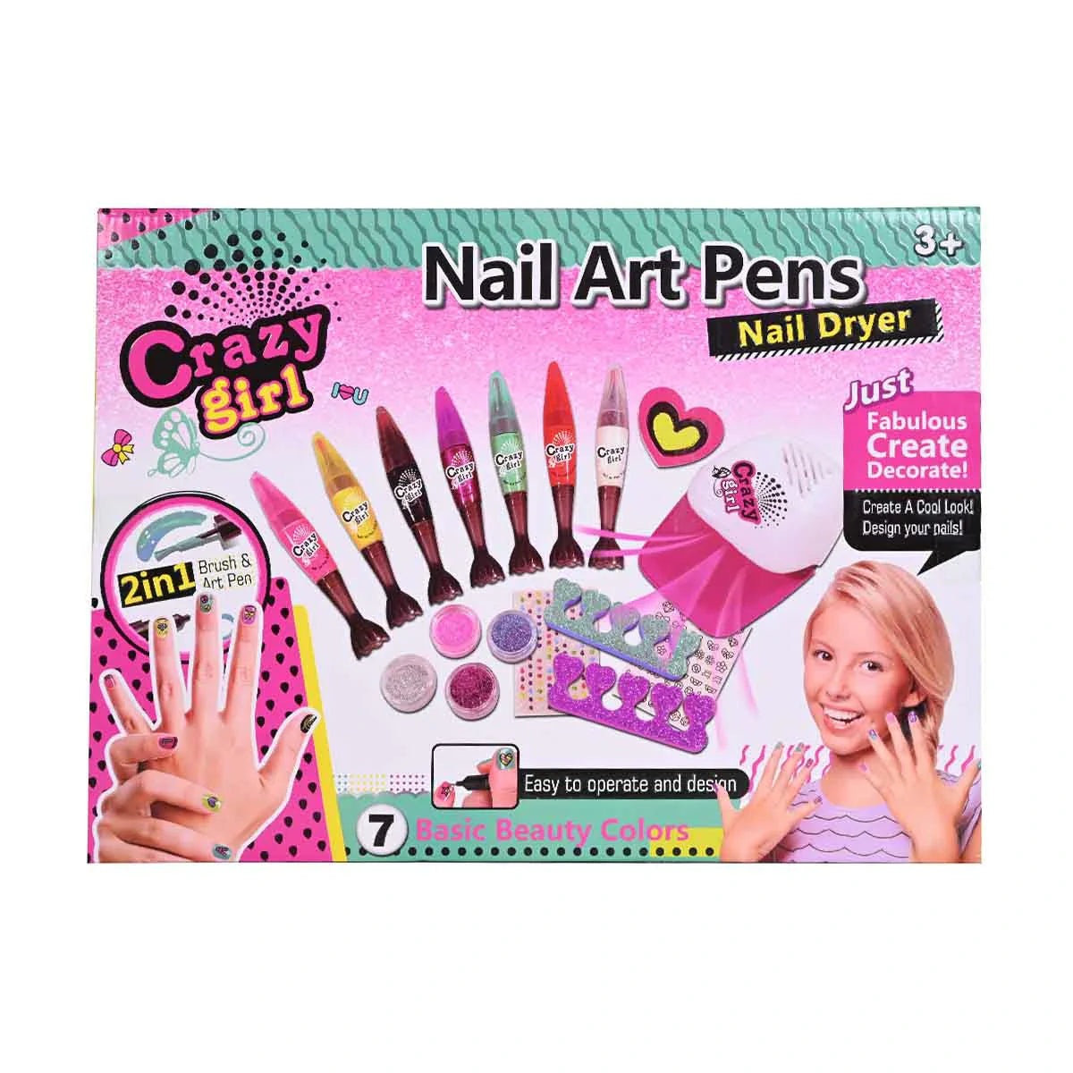 Crazy Girl 2-In-1 Nail Art Brush & Pens