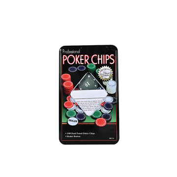 Professional Poker Chips Set With 100 Chips With Dealer Button