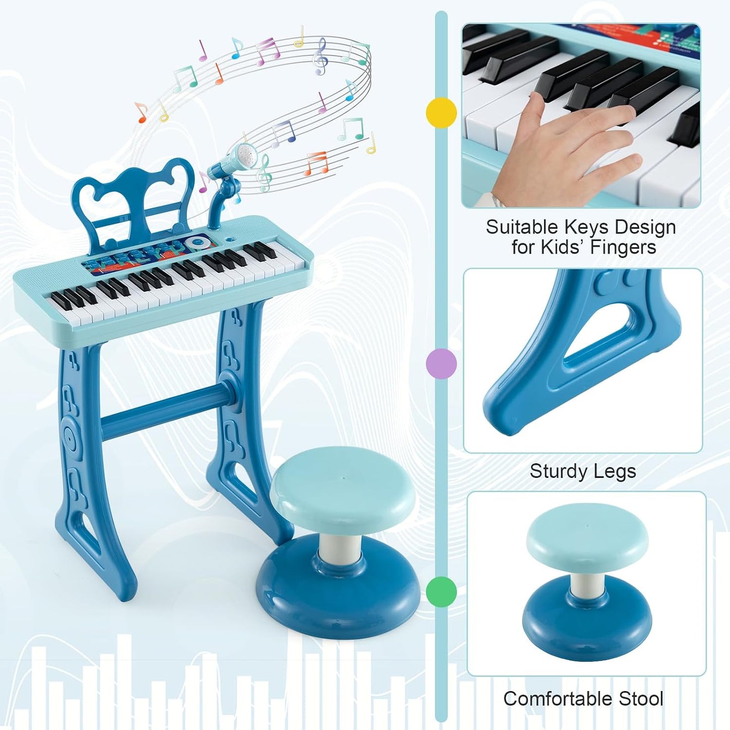 37 Keys Kids Electronic Piano – Fun & Educational Musical Keyboard - 328-65