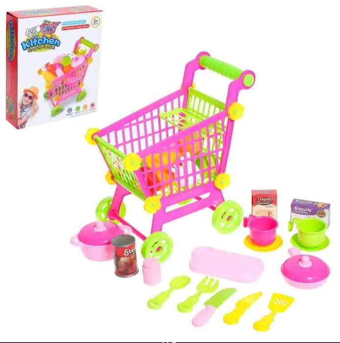 Kitchen Play Food Set with Shopping Cart