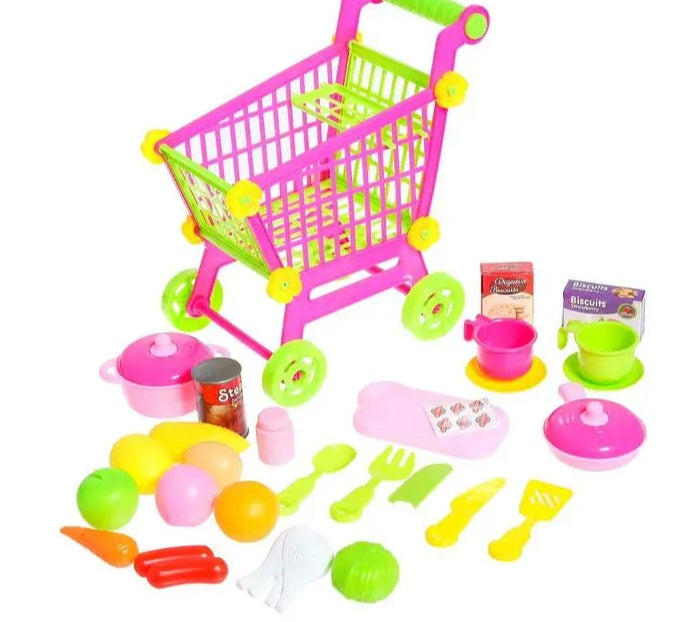 Kitchen Play Food Set with Shopping Cart