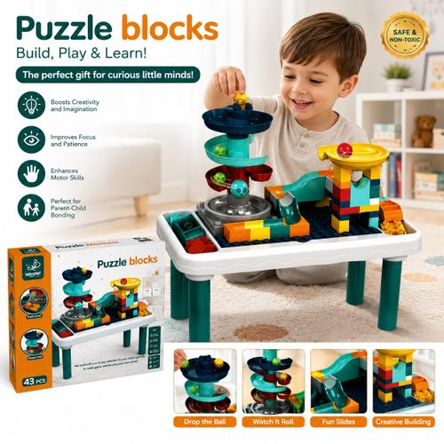 Puzzle Blocks Marble Run Table 43 PCS