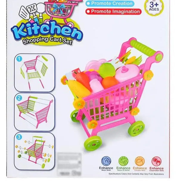 Kitchen Play Food Set with Shopping Cart