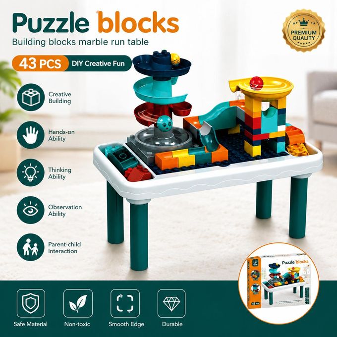 Puzzle Blocks Marble Run Table 43 PCS