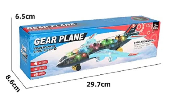 Transparent Gear Plane – Light Mode & Music Electric Airplane Toy