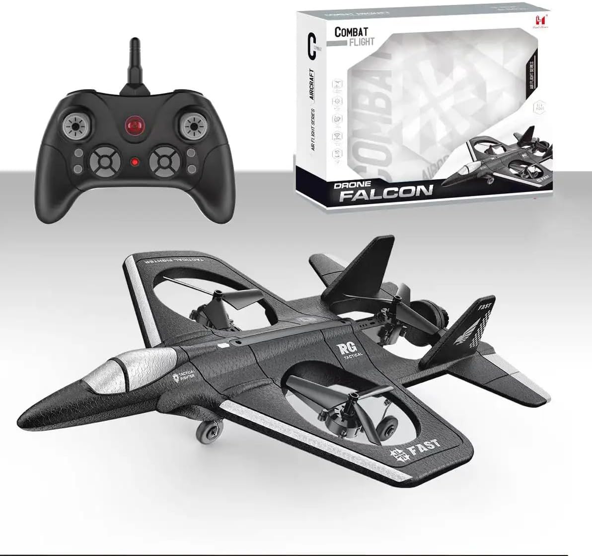 RC Falcon Glider Model Aircraft Drone with Lights, 2.4G Remote Control Jet Airplane,