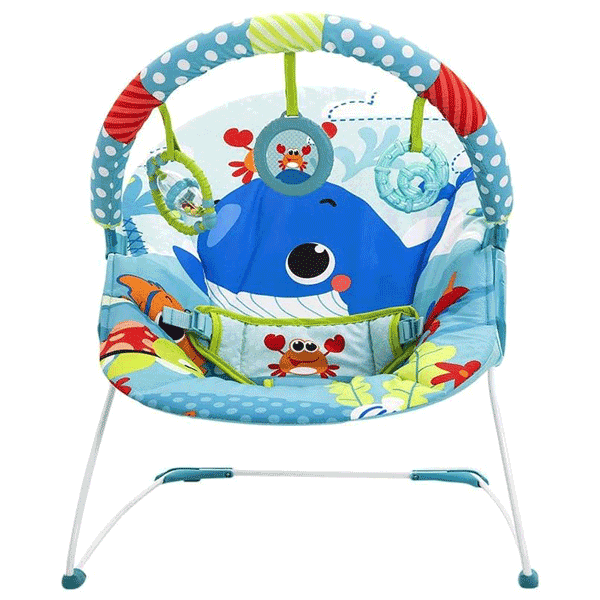 Mastela Musical Bouncer with Toy Bar Whale Print – Multicolour