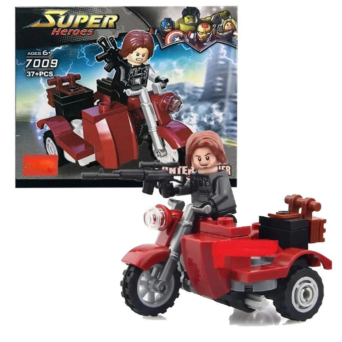 Super Heroes Winter Soldier With Motorcycle Building Blocks