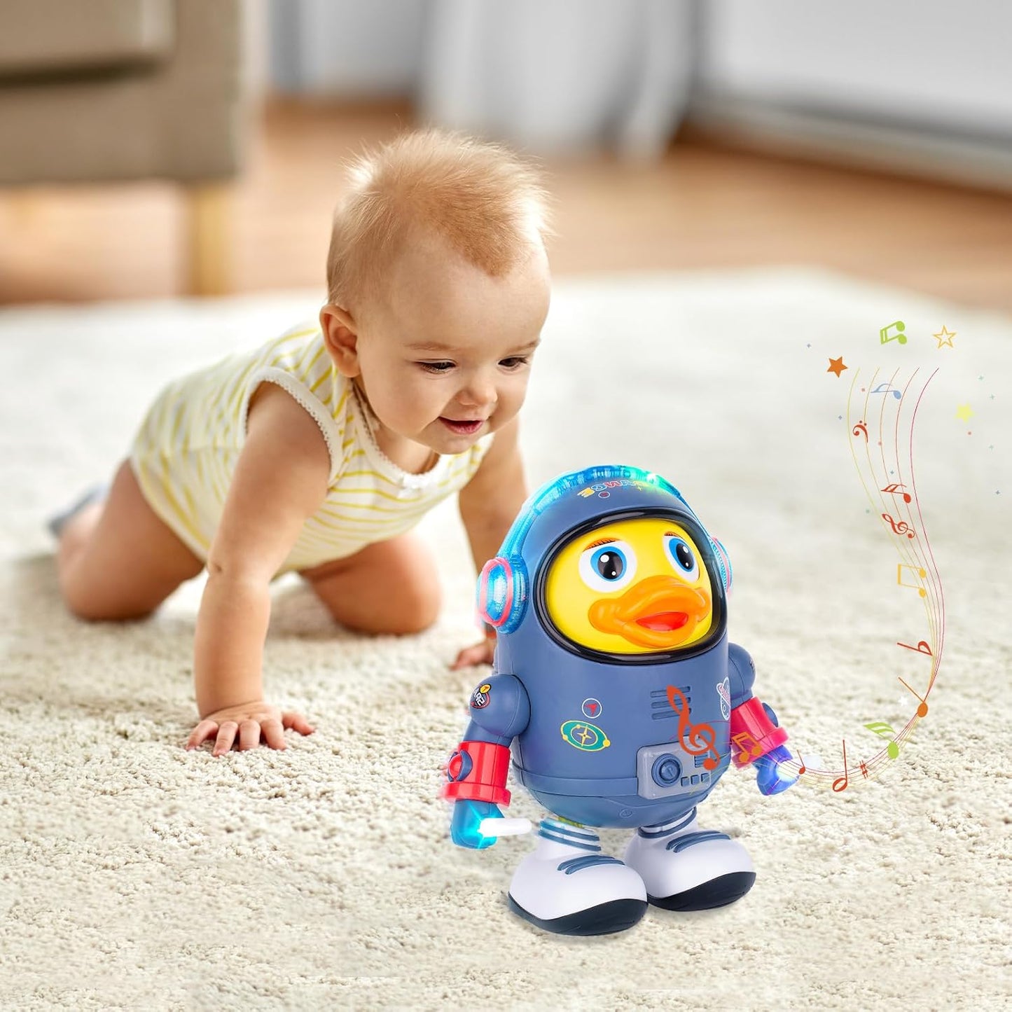 Baby Electric Space Duck Toy – Musical Walking & Dancing Duck with Lights and Sounds