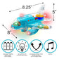 Transparent Gear Plane – Colorful Flashing Music Airplane Toy with Bump & Go Action, 3D Lights
