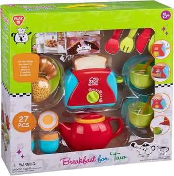 PlayGo 27-Piece Breakfast Set with Kitchen Utensils, Tableware and Accessories