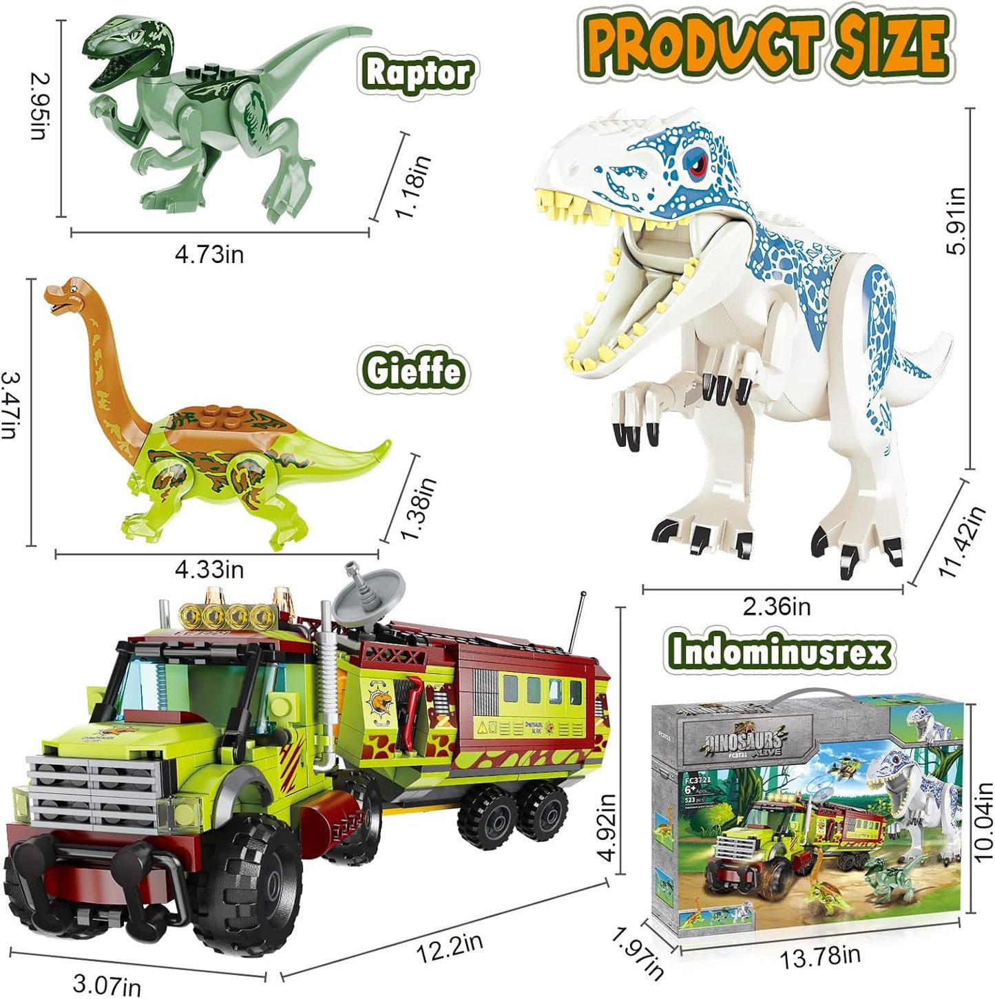 Dinosaur Building Toys for Kids | 523 pcs