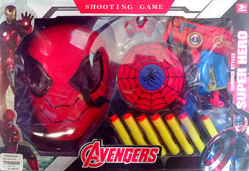 Spiderman includes Mask - Soft Gun with Bullets and Protection Shield