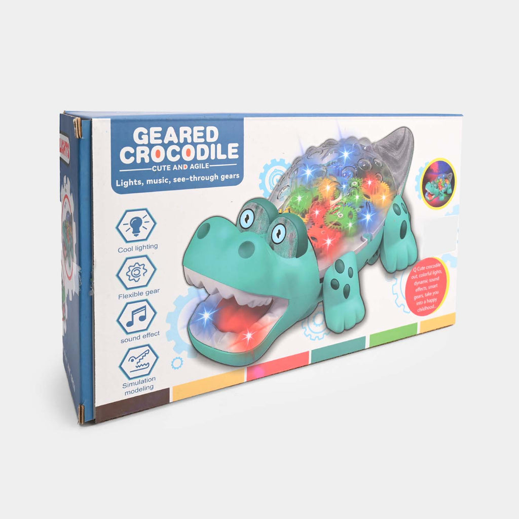 Transparent Gear Crocodile Toy for Kids with Music and 3D Lights