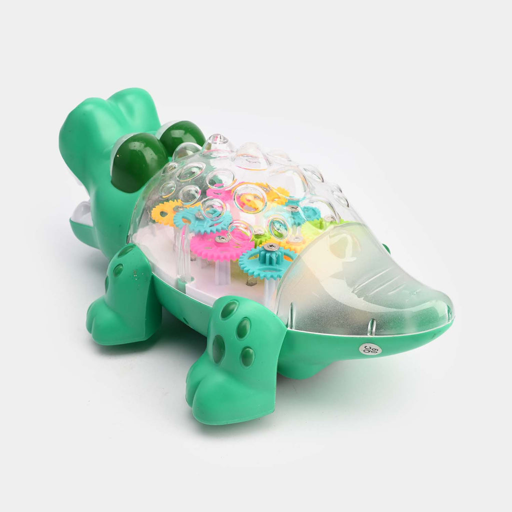 Transparent Gear Crocodile Toy for Kids with Music and 3D Lights
