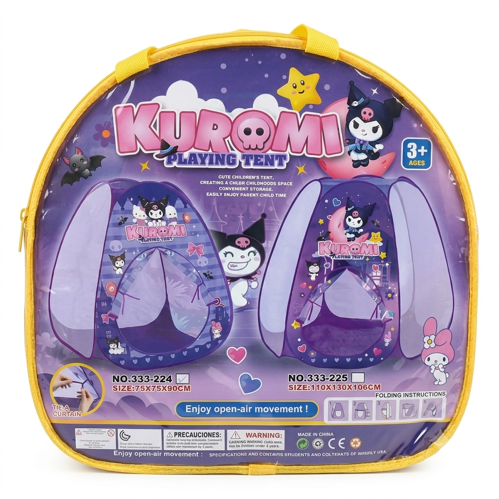 Kuromi Kids Pop-Up Play Tent Foldable Indoor Outdoor Playhouse with Carry Bag
