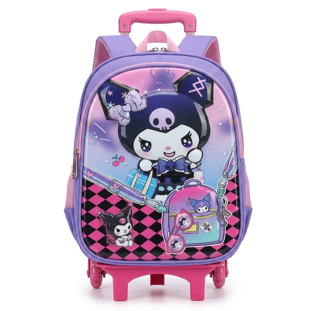Kuromi 3D Hard-Shell Trolley School Bag