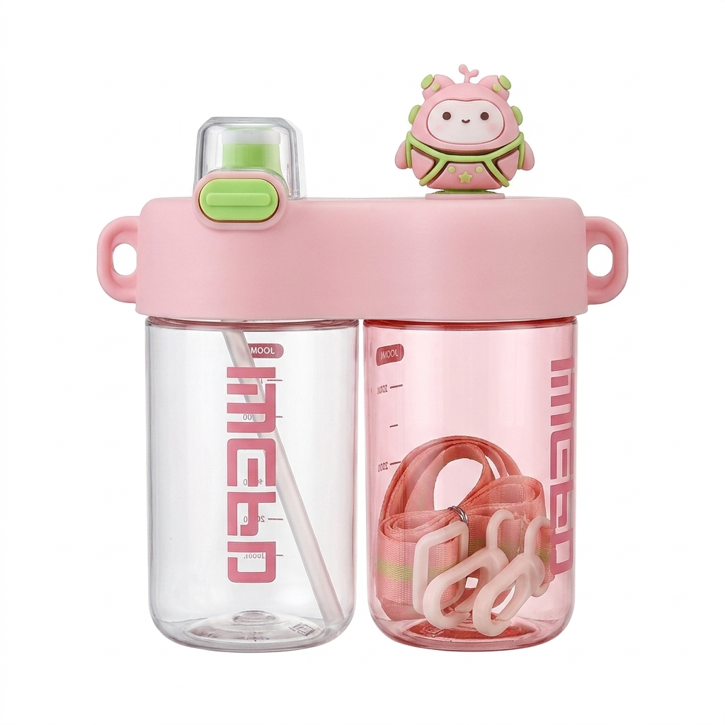 Dual-Slot Water Bottle-Pink