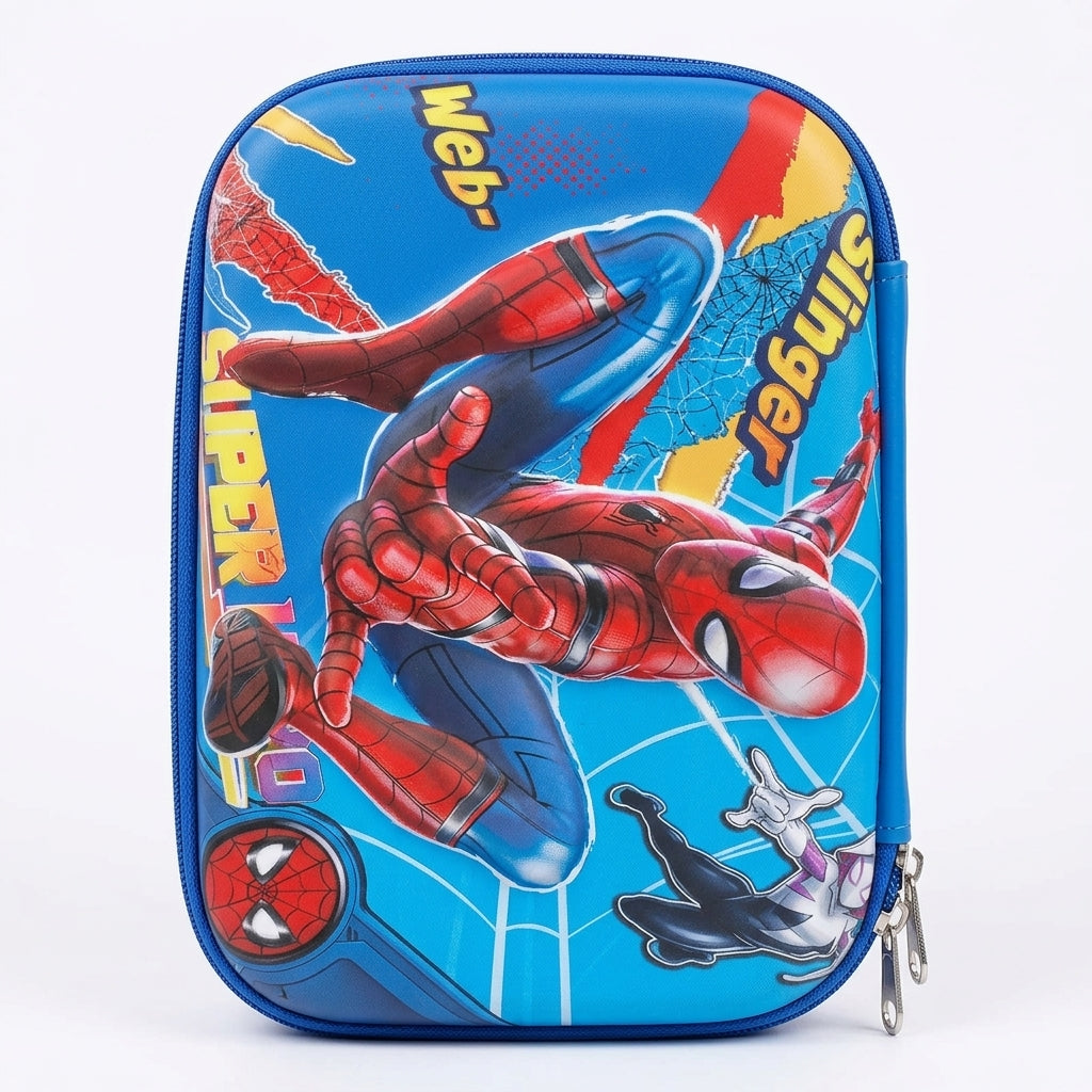 Spider-Man Blue Pencil Case for Boys - 3D School Pouch
