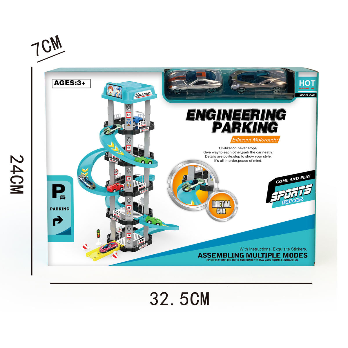 5-Floor Racing Track Car Parking Garage Play Set