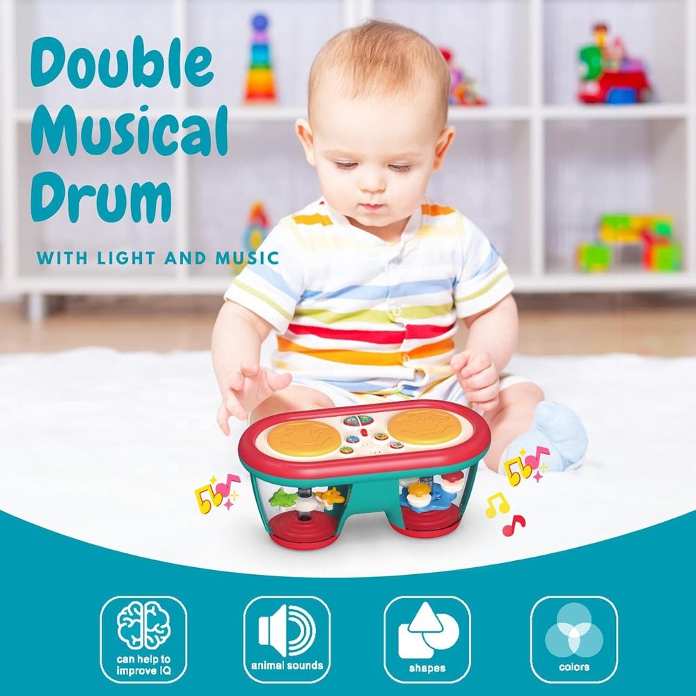 Musical Hand Clap Drum Toy for Babies – Rotating Projector, Color-Changing Night Light & Interactive Sounds