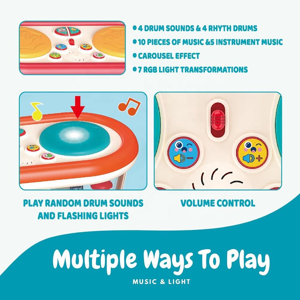 Musical Hand Clap Drum Toy for Babies – Rotating Projector, Color-Changing Night Light & Interactive Sounds