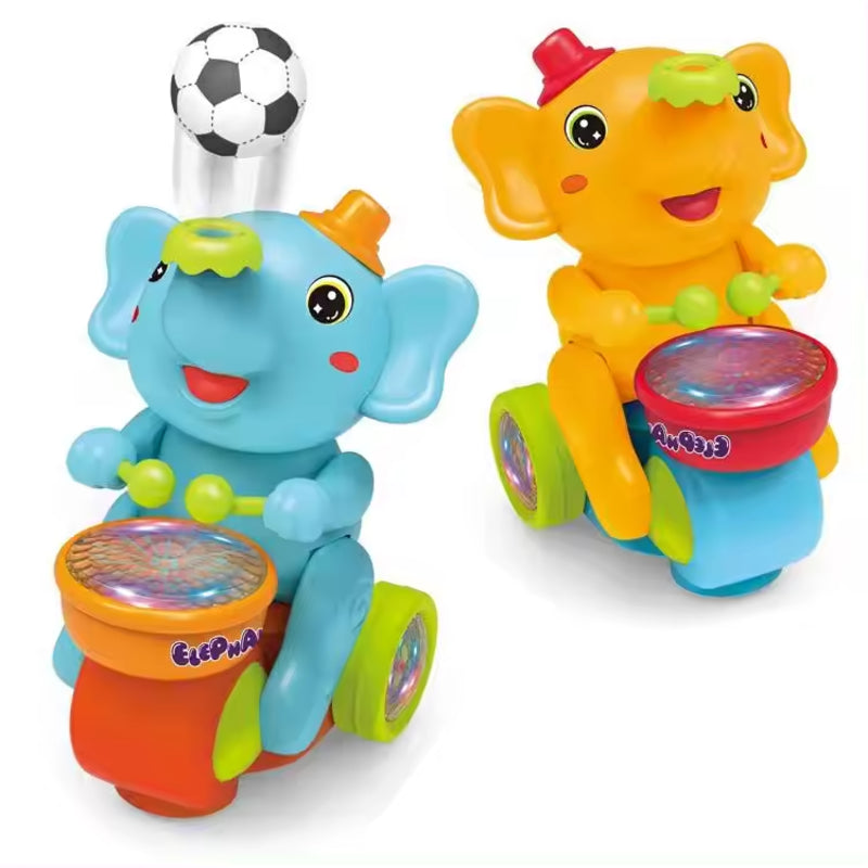 Elephant Musician Toy with Music Flashing Light Drum Playing & Blowing Ball