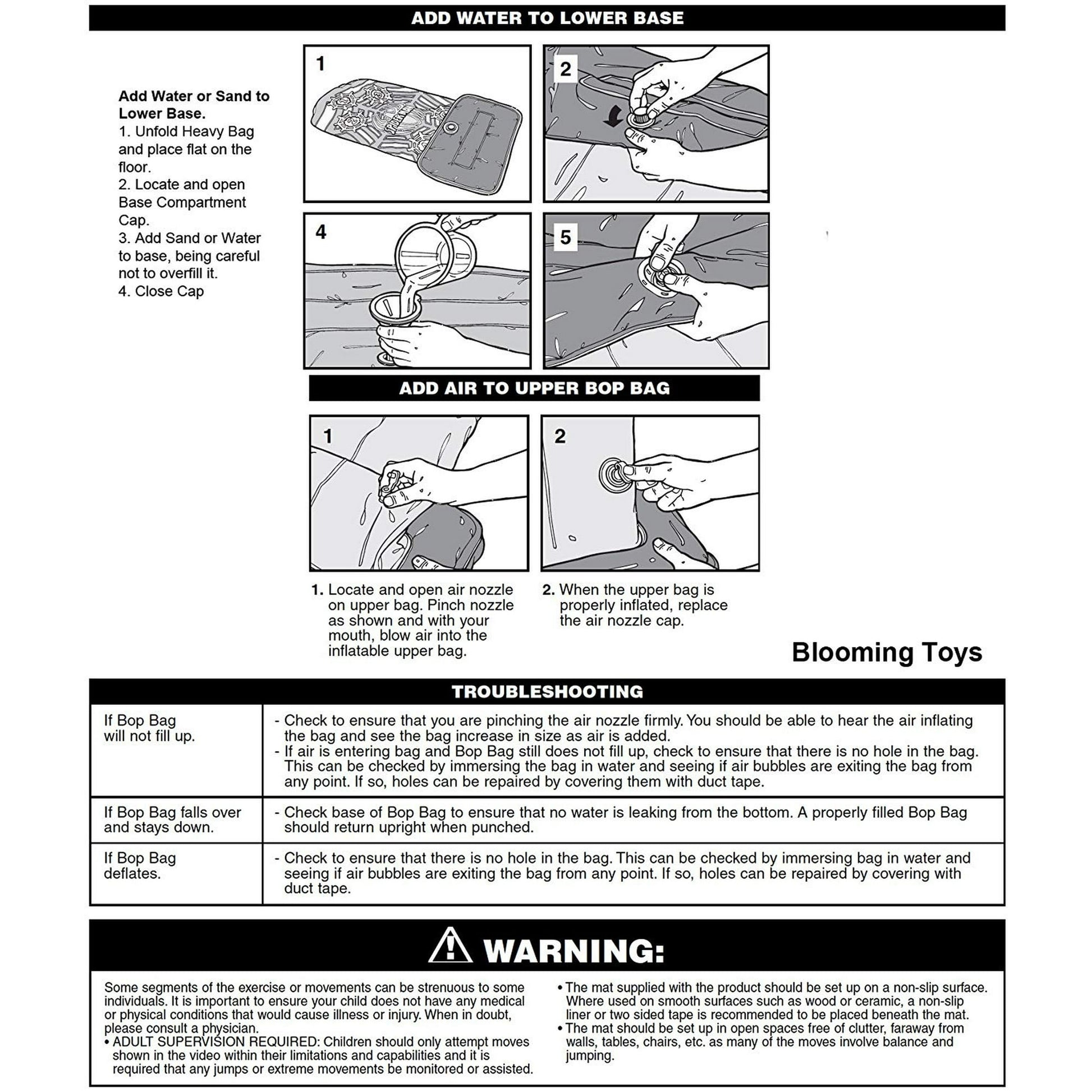 Instruction manual for INTEX inflatable bop bag punching toy