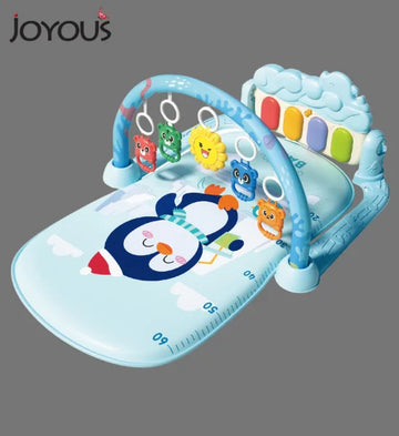 Joyous Baby Musical Play Gym & Kick Piano Mat with Hanging Toys (Blue)