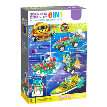 6-in-1 Wooden Space Robot Building Kit DIY Educational Toy