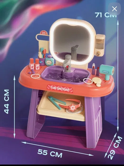 Kids Dressing Table with LED Light & Touch Sensor