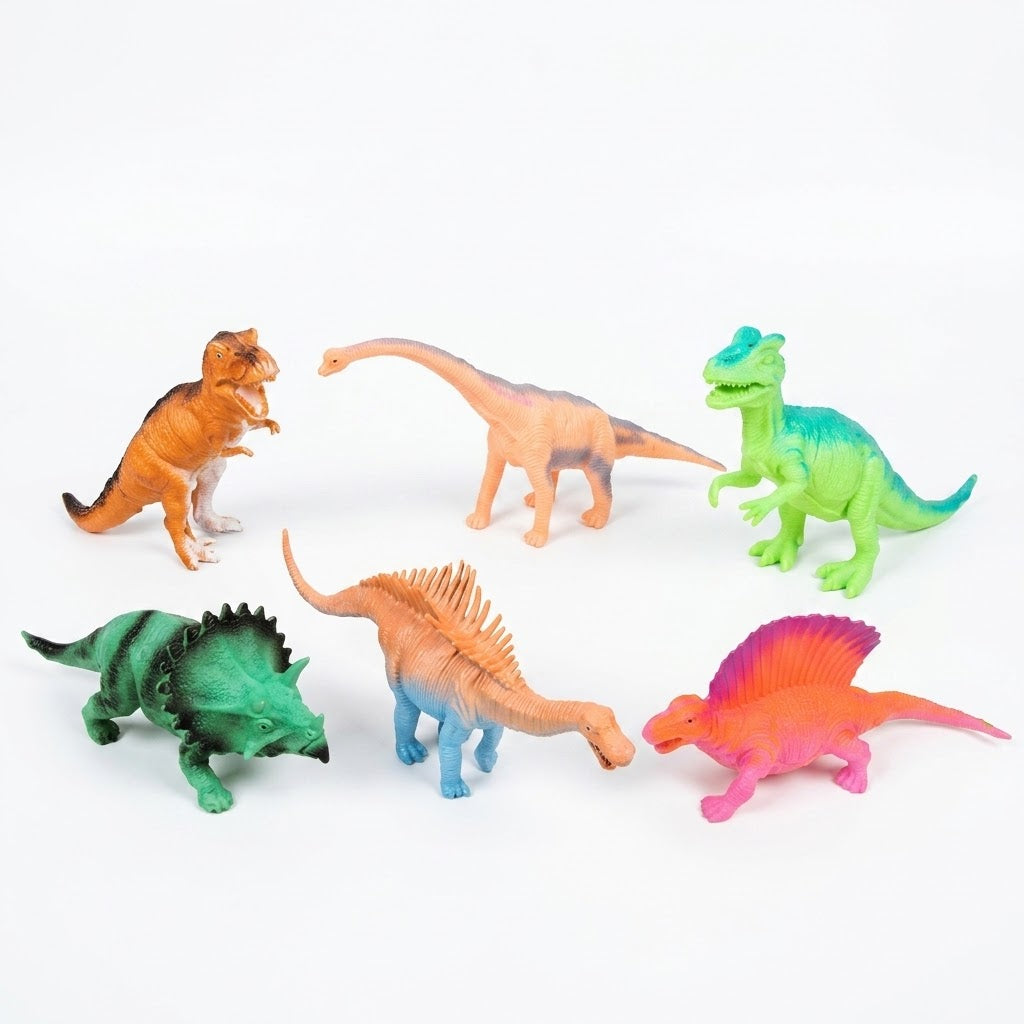 Pack of 6 Silicone Dinosaur Toys - 6741