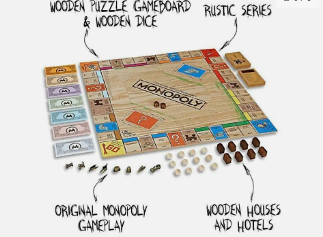 Hasbro Monopoly Rustic Wood Series Wooden Board Game