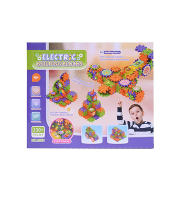 Electric Building Blocks - 130+ Piece DIY Gear Set with Light Display